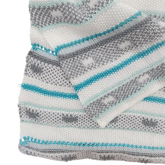 Lovestitch Women’s Knit Sweater Long Sleeve Small/Medium Geometric Stripe White - Picture 4 of 9